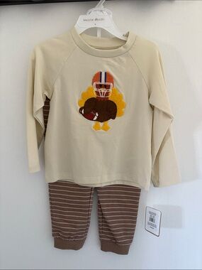 Football Turkey Thanksgiving Fall 24 months 2 piece pant set new